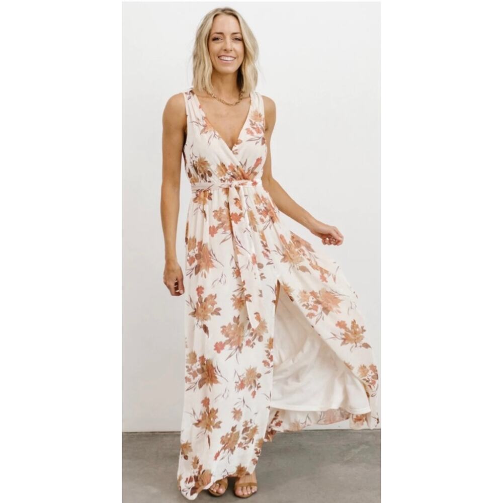 Baltic Born Floral Maxi Dress - Cream and Brown